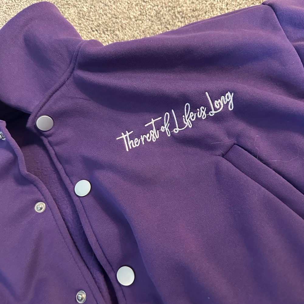 Purple Varsity Jacket with Embroidered Lettering - Picture 2 of 4